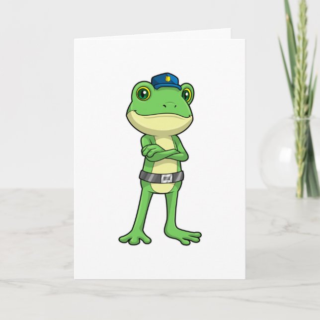 Frog as Police officer with Police hat Card (Front)
