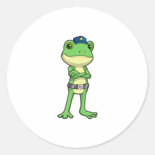 Frog as Police officer with Police hat Classic Round Sticker