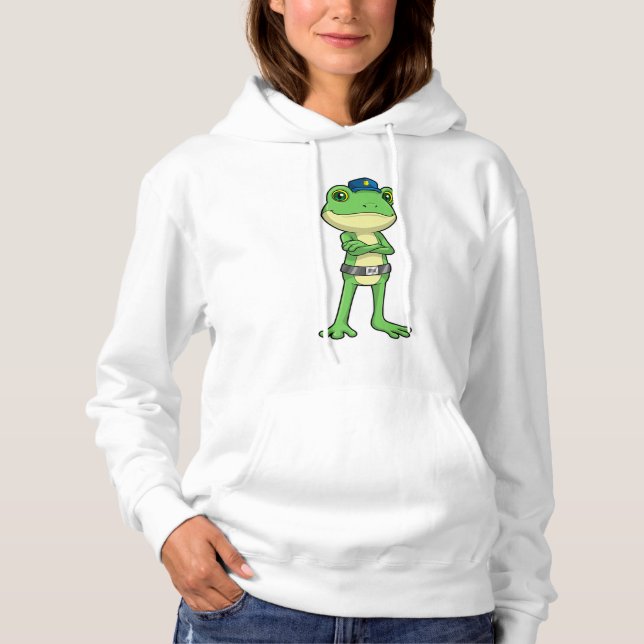 Frog as Police officer with Police hat Hoodie (Front)