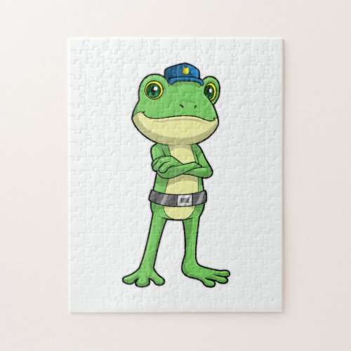 Frog as Police officer with Police hat Jigsaw Puzzle