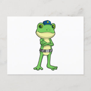 Frog as Police officer with Police hat Postcard