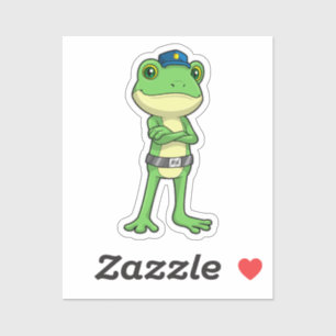Frog as Police officer with Police hat Sticker