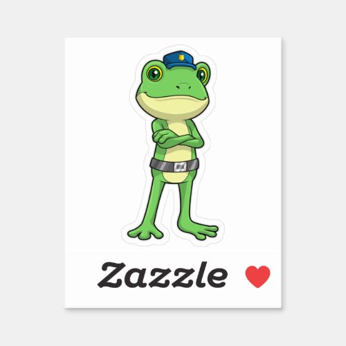 Frog as Police officer with Police hat Sticker