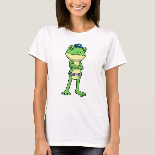 Frog as Police officer with Police hat T-Shirt (Front)