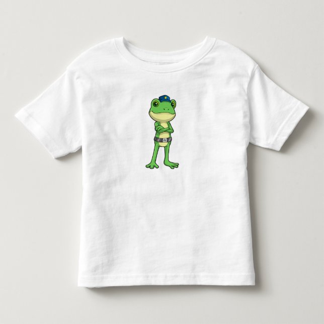 Frog as Police officer with Police hat Toddler T-shirt (Front)