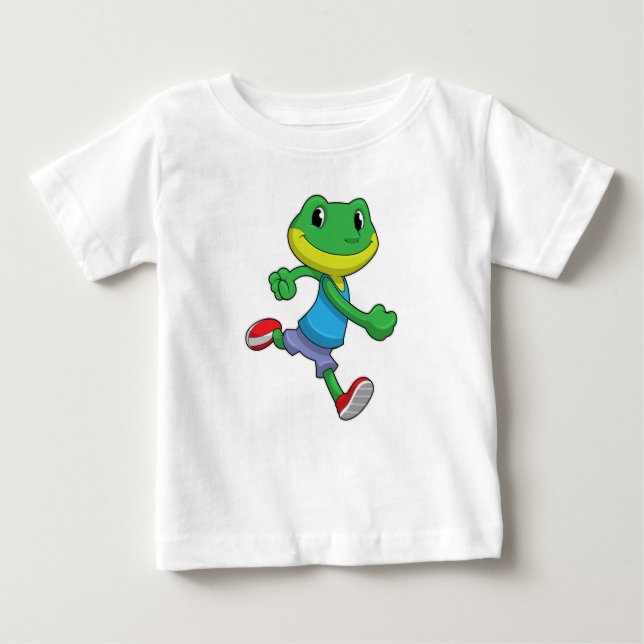 Frog as Runner at Running Baby T-Shirt (Front)