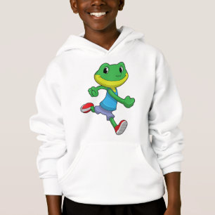 Frog as Runner at Running Hoodie