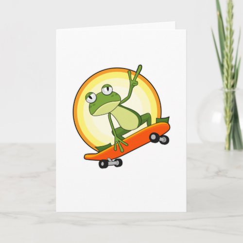Frog as Skater with Skateboard Card