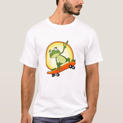 Frog as Skater with Skateboard T_Shirt