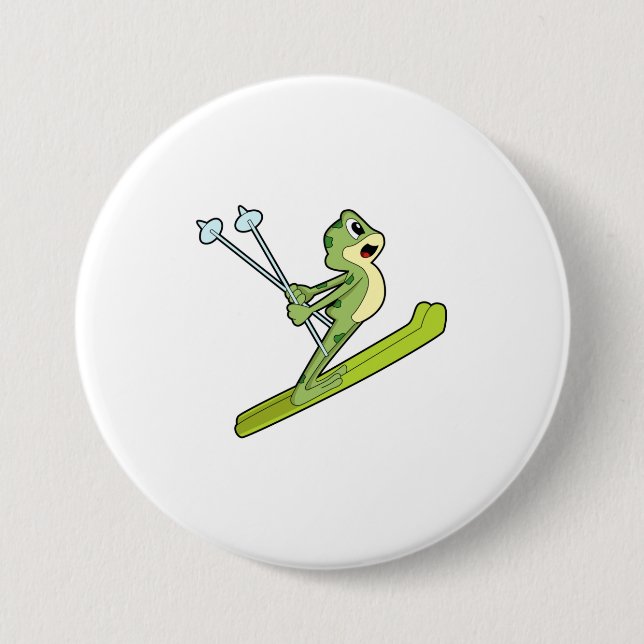 Frog as Ski jumper with Ski.PNG Button (Front)