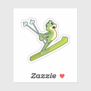 Frog as Ski jumper with Ski.PNG Sticker