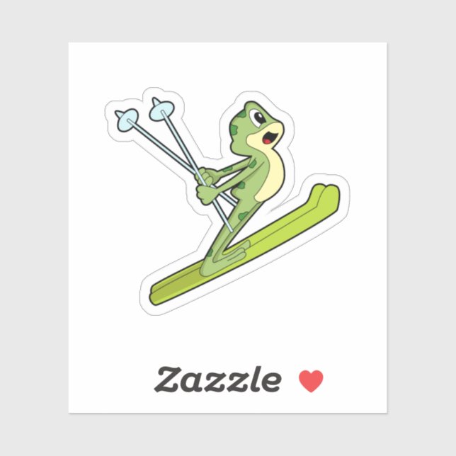 Frog as Ski jumper with Ski.PNG Sticker (Sheet)