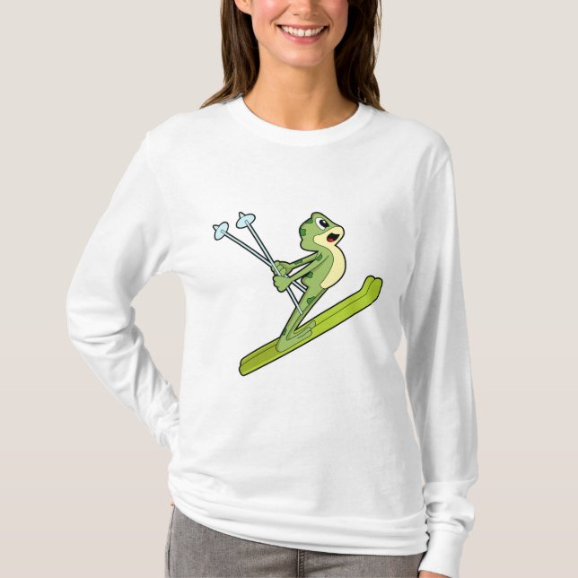 Frog as Ski jumper with Ski.PNG T-Shirt (Front)