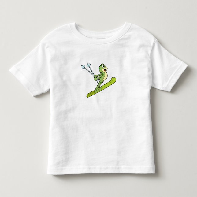Frog as Ski jumper with Ski.PNG Toddler T-shirt (Front)