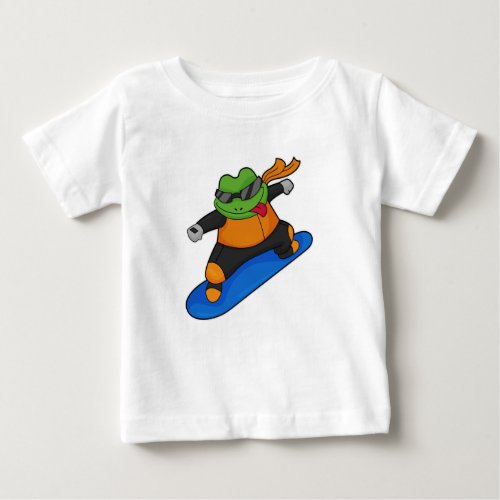 Frog as Snowobarder with Snowboard Baby T_Shirt