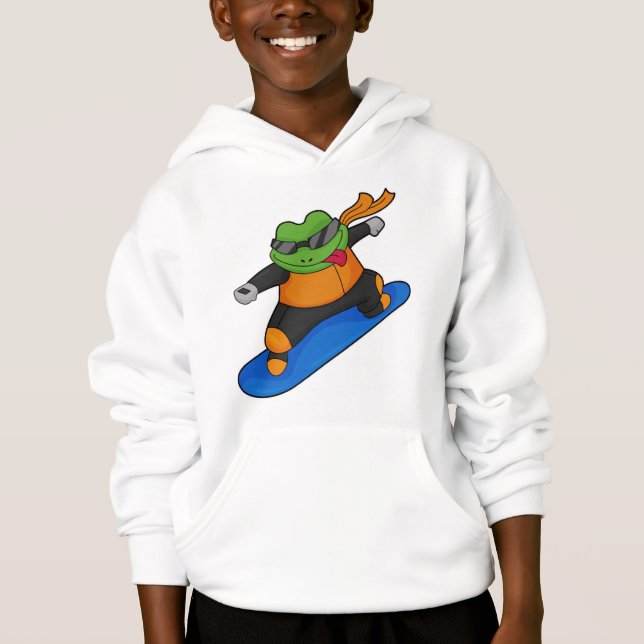 Frog as Snowobarder with Snowboard Hoodie (Front)