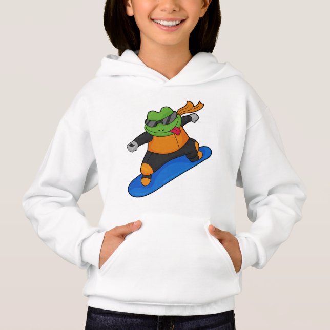 Frog as Snowobarder with Snowboard Hoodie (Front)