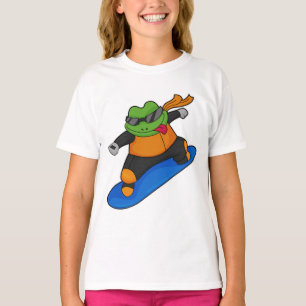 Frog as Snowobarder with Snowboard T-Shirt