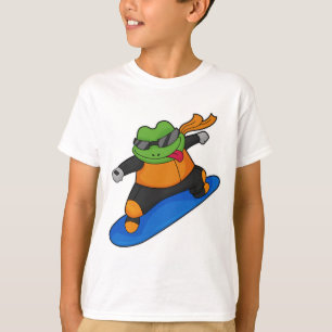 Frog as Snowobarder with Snowboard T-Shirt