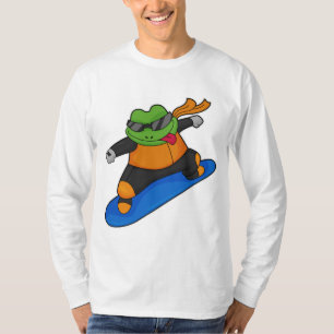 Frog as Snowobarder with Snowboard T-Shirt