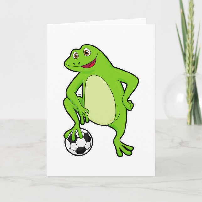 Frog as Soccer player with Soccer ball Card (Front)