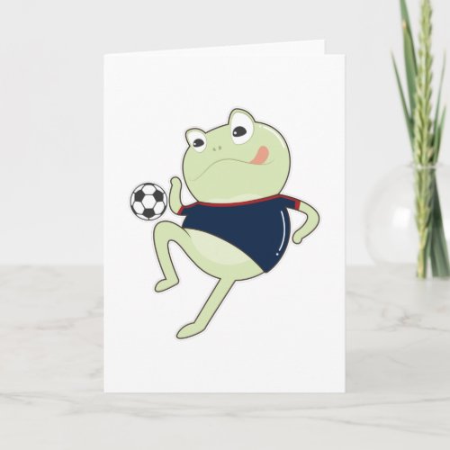 Frog as Soccer player with Soccer ball Card