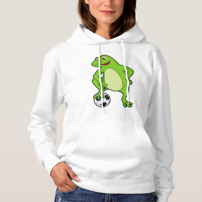 Frog as Soccer player with Soccer ball Hoodie (Front)