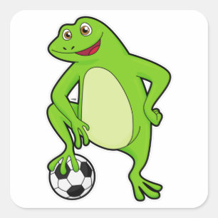 Frog as Soccer player with Soccer ball Square Sticker