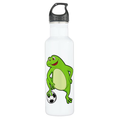 Frog as Soccer player with Soccer ball Stainless Steel Water Bottle
