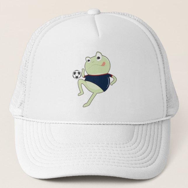 Frog as Soccer player with Soccer ball Trucker Hat (Front)