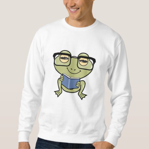 Frog as Student with Book Sweatshirt