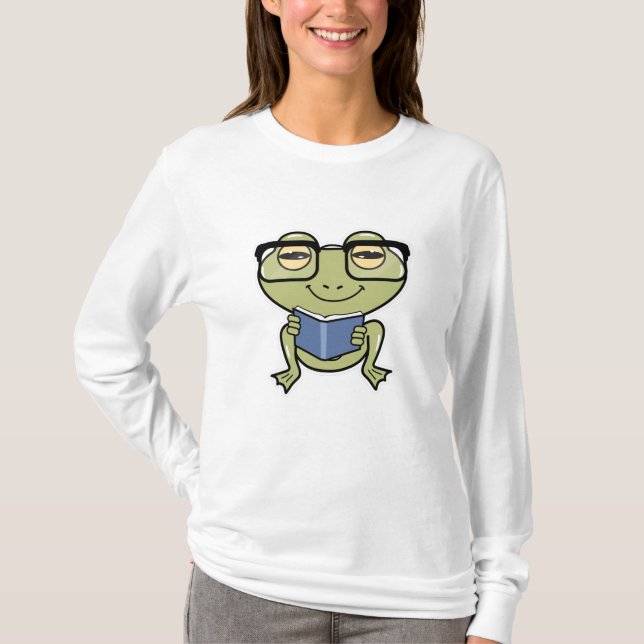 Frog as Student with Book T-Shirt (Front)