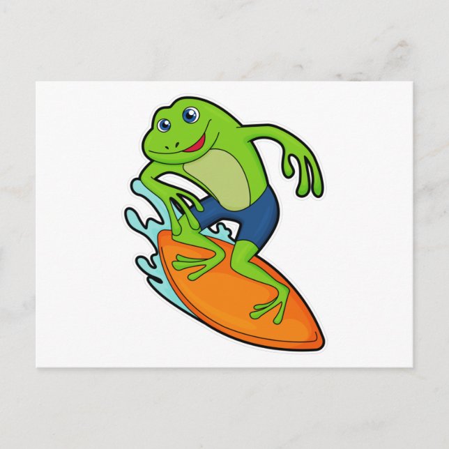 Frog as Surfer with Surfboard Postcard (Front)