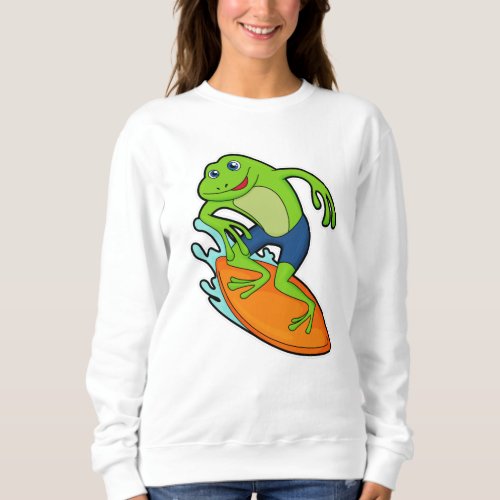 Frog as Surfer with Surfboard Sweatshirt