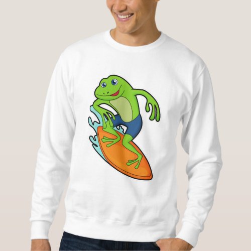 Frog as Surfer with Surfboard Sweatshirt