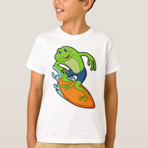 Frog as Surfer with Surfboard T_Shirt