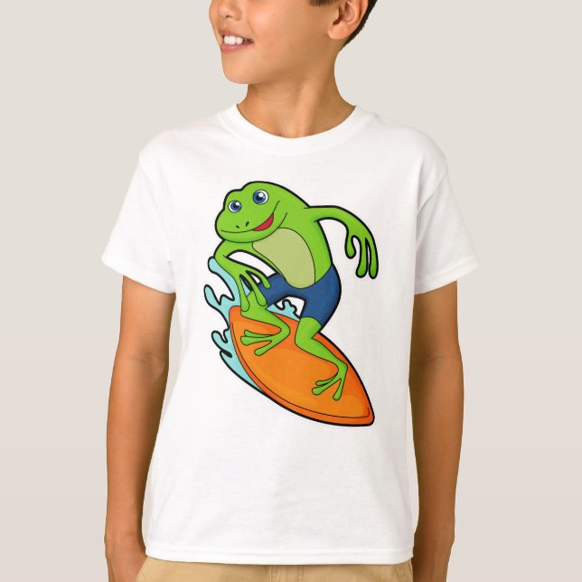Frog as Surfer with Surfboard T-Shirt (Front)