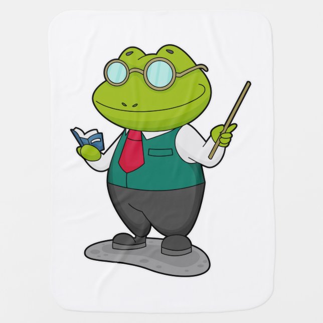 Frog as Teacher with Book Baby Blanket (Front)