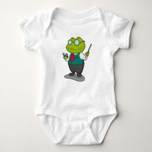 Frog as Teacher with Book Baby Bodysuit