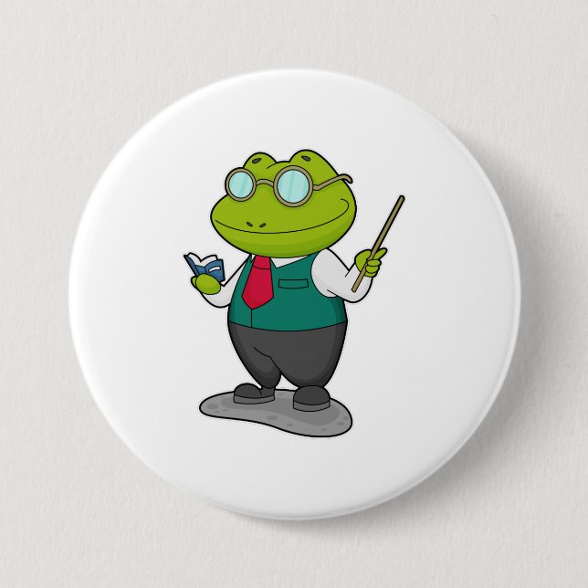 Frog as Teacher with Book Button (Front)