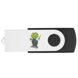 Frog as Teacher with Book Flash Drive