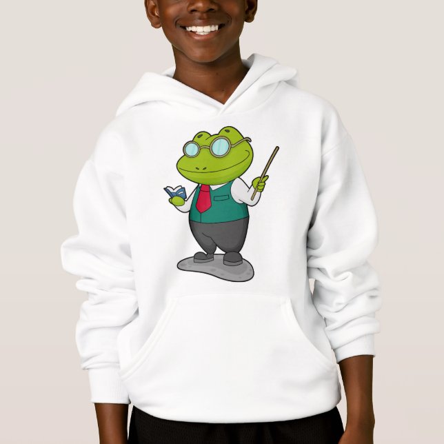 Frog as Teacher with Book Hoodie (Front)