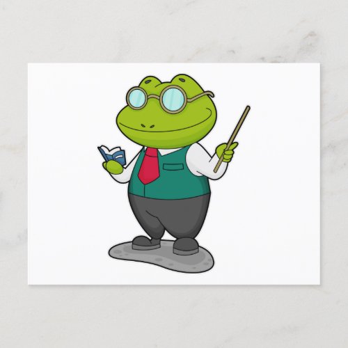 Frog as Teacher with Book Postcard