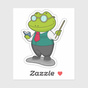 Frog as Teacher with Book Sticker