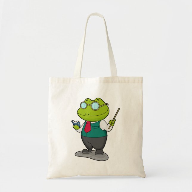 Frog as Teacher with Book Tote Bag (Front)