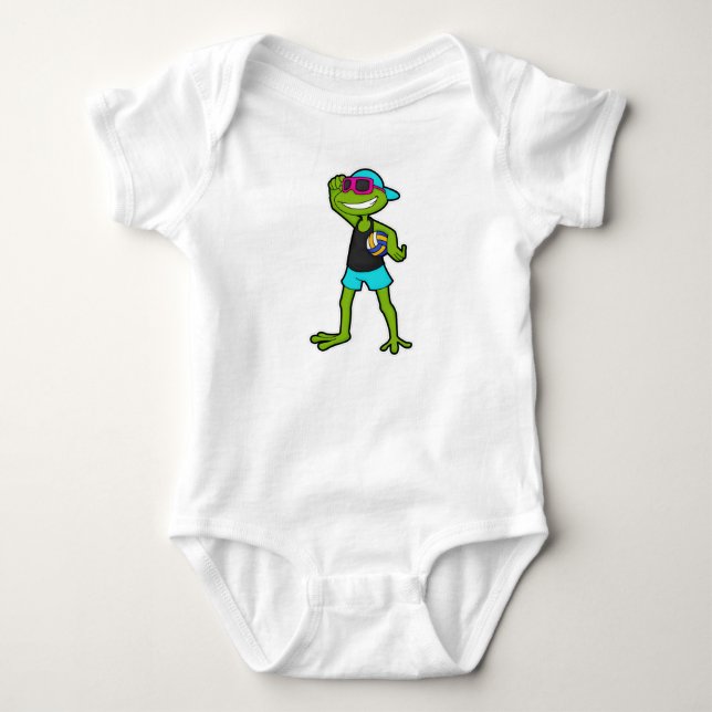 Frog as Volleyball player with Volleyball Baby Bodysuit (Front)
