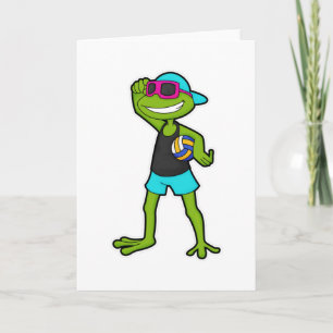 Frog as Volleyball player with Volleyball Card