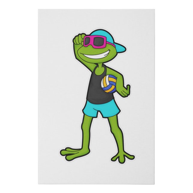 Frog as Volleyball player with Volleyball Faux Canvas Print (Front)
