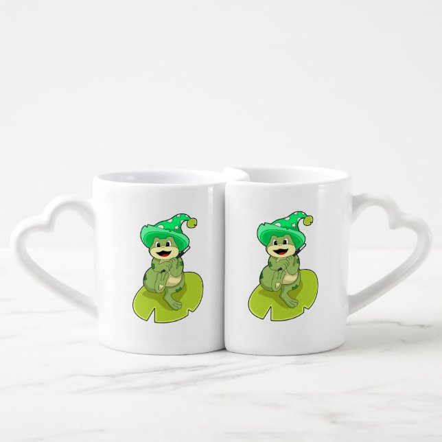 Frog as Wizard with Magic wand Coffee Mug Set (Front Nesting)