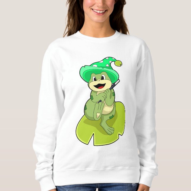 Frog as Wizard with Magic wand Sweatshirt (Front)